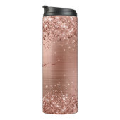 Monogram Rose Gold Imitats-Glitzer Girly Glam Thermosbecher (Nach rechts gedreht)