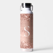 Monogram Rose Gold Imitats-Glitzer Girly Glam Trinkflasche (Vorne)
