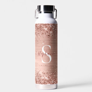 Monogram Rose Gold Imitats-Glitzer Girly Glam Trinkflasche
