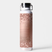 Monogram Rose Gold Imitats-Glitzer Girly Glam Trinkflasche (Rückseite)