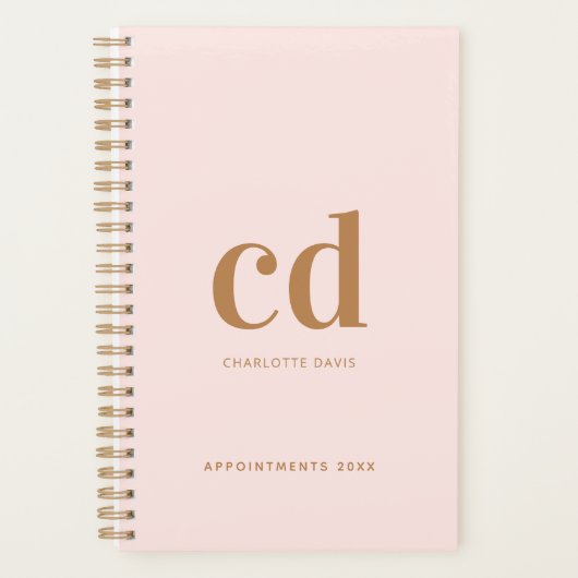 Monogram Rose Gold Initialen elegant Planer (Vorderseite)