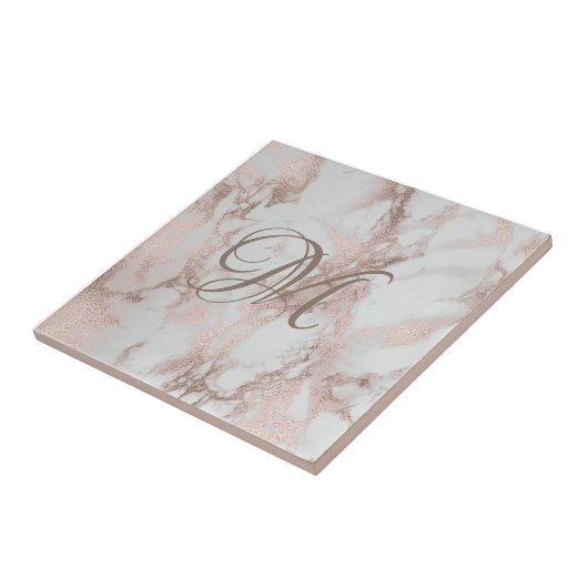 Monogram Rose Gold Keramik Tile Fliese (Seite)