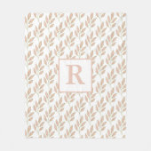 Monogram Rose Gold Leaf Design Fleece Blanken (Vorderseite)
