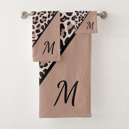 Monogram Rose Gold Leopard Print Trendbath Handtuc Badhandtuch Set (Insitu)