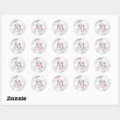 Monogram Rose Gold Marble Elegante Vorlage Runder Aufkleber (Blatt)
