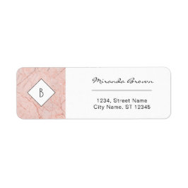 Monogram Rose Gold-Marmor-Rücksendeadresse-Etikett