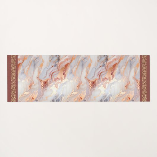 Monogram Rose Gold Marmormuster Yoga Mat Yogamatte (Rückseite (Horizontal))
