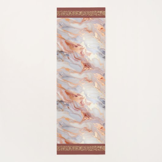 Monogram Rose Gold Marmormuster Yoga Mat Yogamatte (Rückseite)