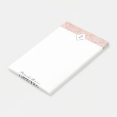 Monogram Rose Gold-Marmornotizen Post-it Klebezettel (angewinkelt)