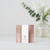 Monogram Rose Gold Metallic Foil Consultant Quadratische Visitenkarte (Stehend Vorderseite)
