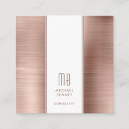 Monogram Rose Gold Metallic Foil Consultant Quadratische Visitenkarte
