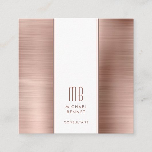 Monogram Rose Gold Metallic Foil Consultant Quadratische Visitenkarte (Vorderseite)