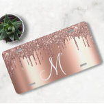 Monogram Rose Gold Metallic Glitzer Tropfen US Nummernschild<br><div class="desc">Dieses Design kann in dem Bereich personalisiert werden, der durch das Ändern des Fotos und/oder Textes zur Verfügung gestellt wird. Sie können auch angepasst werden, indem Sie auf Vorlage personalisieren klicken und dann auf die Schaltfläche klicken, um weitere Optionen anzupassen, um die Hintergrundfarbe zu löschen oder zu ändern, Text hinzuzufügen,...</div>