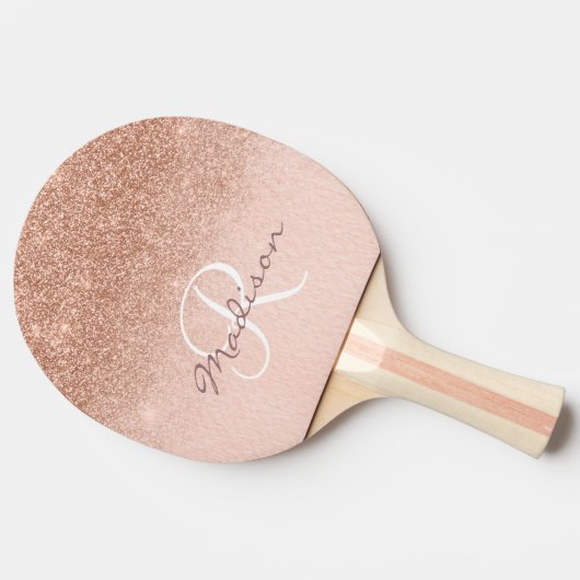 Monogram Rose Gold Ombre Hübsch Tischtennis Schläger (Seitenansicht)