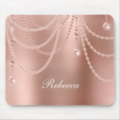 Monogram Rose Gold Pearls Diamonds Bling Glam Mousepad (Vorne)
