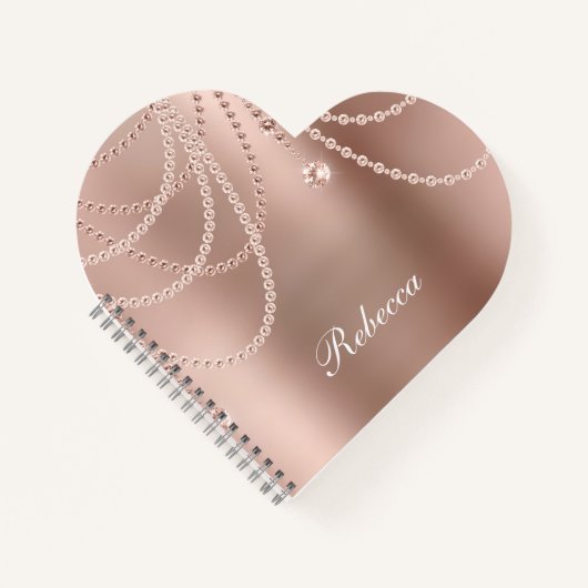 Monogram Rose Gold Pearls Diamonds Bling Glam Notizblock (Vorderseite)