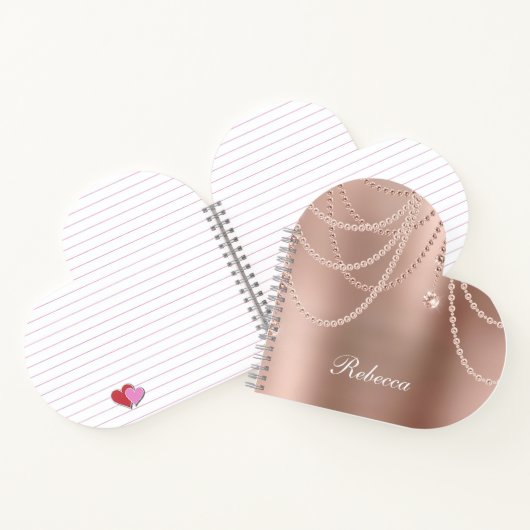 Monogram Rose Gold Pearls Diamonds Bling Glam Notizblock (Innenseite)