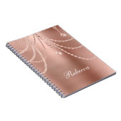 Monogram Rose Gold Pearls Diamonds Bling Glam Notizblock (Rechte Seite)
