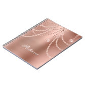 Monogram Rose Gold Pearls Diamonds Bling Glam Notizblock (Linke Seite)
