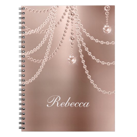 Monogram Rose Gold Pearls Diamonds Bling Glam Notizblock (Vorderseite)