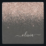 Monogram Rose Gold Pink Black Glitzer Script Steinuntersetzer<br><div class="desc">Schwarz und Rose Gold - Schwarz Rosa Sparkle Glitzer Script Monogram Name Stone Tile. Das macht den perfekten Abschluss,  süßen 16 Geburtstag,  Hochzeit,  Brautparty,  Jubiläum,  Babydusche oder Junggeselinnen-Abschied Geschenk für jemanden,  die Lieben glamourösen Luxus und schicke Stile.</div>