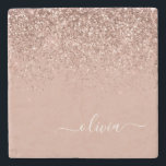 Monogram Rose Gold Pink Black Glitzer Script Steinuntersetzer<br><div class="desc">Rose Gold - Schwarz Rosa Sparkle Glitzer Script Monogram Name Tile. Das macht den perfekten Abschluss,  süßen 16 Geburtstag,  Hochzeit,  Brautparty,  Jubiläum,  Babydusche oder Junggeselinnen-Abschied Geschenk für jemanden,  die Lieben glamourösen Luxus und schicke Stile.</div>
