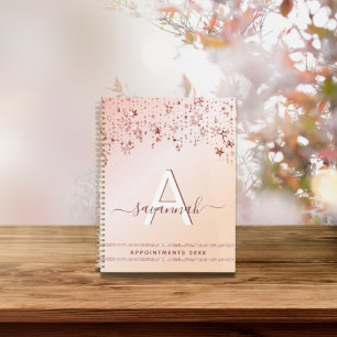 Monogram Rose gold pink Glitzer 2023 Moderne Stern Planer