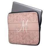 Monogram Rose Gold Pink Glitzer Girly Polka Dot Laptopschutzhülle (Vorderseite Links)