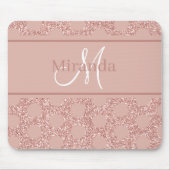 Monogram Rose Gold Pink Glitzer Girly Polka Dot Mousepad (Vorne)