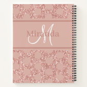 Monogram Rose Gold Pink Glitzer Girly Polka Dot Notizblock (Rückseite)