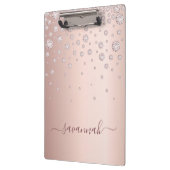 Monogram Rose gold pink, moderne Skriptdiamanten Klemmbrett (Links)