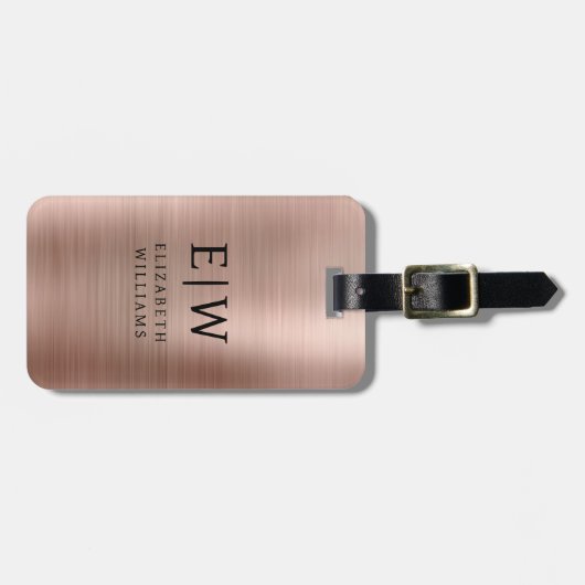 Monogram Rose Gold Pink Pinsel Metallic Elegant Gepäckanhänger