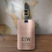 Monogram Rose Gold Pink Pinsel Metallic Elegant