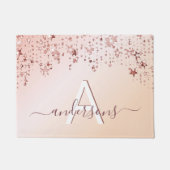 Monogram Rose gold pink stars modern elegant Fußmatte (Vorderseite)