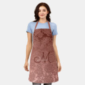 Monogram Rose Gold Pink Trendy Girl Floral Schürze (Getragen)