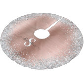 Monogram Rose Gold Silver Glitzer Glam Bürste Polyester Weihnachtsbaumdecke (Schrägansicht)