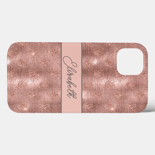 Monogram Rose Gold Sparkle Glitzer Grau Pink Trend Case-Mate iPhone Hülle (Rückseite (Horizontal))