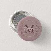 Monogram Rose Gold Template Elegant Moderne Button (Vorne & Hinten)