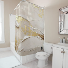 Monogram Rose Gold Textured Plaster Abstract Duschvorhang