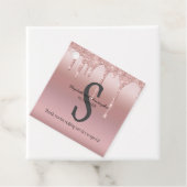 Monogram Rose Gold Tropfen Glitzer Blush Pink Hoch Geschenkanhänger (Beispiel)