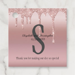 Monogram Rose Gold Tropfen Glitzer Blush Pink Hoch Geschenkanhänger