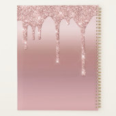 Monogram Rose Gold Tropfen Glitzer Blush Pink Hoch Planer (Rückseite)