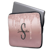 Monogram Rose Gold Tropfen Glitzer Rosa Trendy Laptopschutzhülle (Vorderseite Links)
