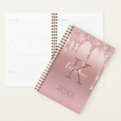 Monogram Rose Gold Tropfen Glitzer Rosa Trendy Planer (Anzeige)