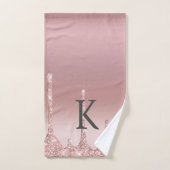 Monogram Rose Gold Tropfen Glitzer Trendy Badhandtuch Set (Handtuch)