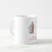 Monogram Rose Gold Watercolor Blume Letter F Kaffeetasse (Vorderseite Links)