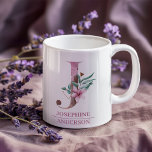Monogram Rose Gold Watercolor Blume Letter J Kaffeetasse<br><div class="desc">Monogram Rose Gold Watercolor Blume Letter J</div>