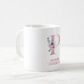 Monogram Rose Gold Watercolor Blume Letter P | Kaffeetasse (Vorderseite Links)