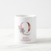 Monogram Rose Gold Watercolor Blume Letter Q Kaffeetasse (Mittel)