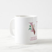 Monogram Rose Gold Watercolor Blume Letter V Kaffeetasse (Vorderseite Links)